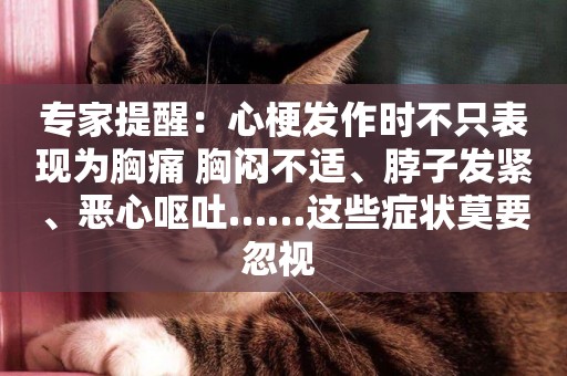專家提醒：心梗發作時不只表現為胸痛 胸悶不適、脖子發緊、惡心嘔吐……這些癥狀莫要忽視 