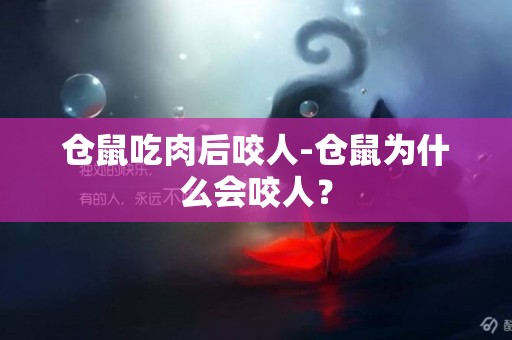 倉鼠吃肉后咬人-倉鼠為什么會咬人？
