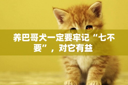 養巴哥犬一定要牢記“七不要”，對它有益 