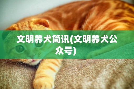 文明養犬簡訊(文明養犬公眾號) 