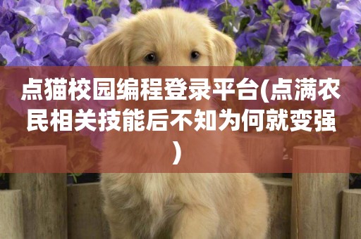 點貓校園編程登錄平臺(點滿農民相關技能后不知為何就變強) 