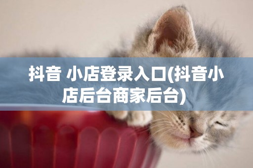 抖音 小店登錄入口(抖音小店后臺商家后臺) 