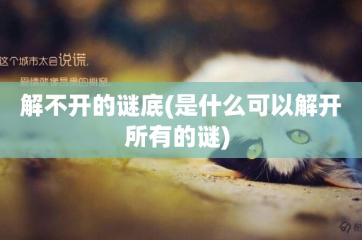 解不開的謎底(是什么可以解開所有的謎) 