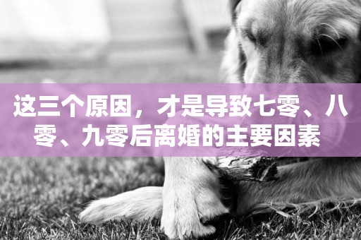 這三個原因，才是導致七零、八零、九零后離婚的主要因素 