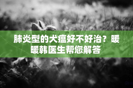 ??肺炎型的犬瘟好不好治？暖暖韓醫生幫您解答 