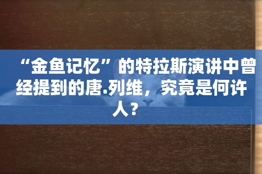 “金魚記憶”的特拉斯演講中曾經提到的唐.列維，究竟是何許人？ 