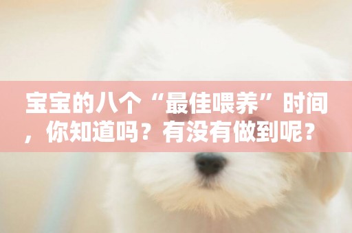寶寶的八個“最佳喂養”時間，你知道嗎？有沒有做到呢？ 