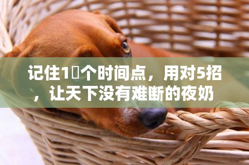 記住1?個時間點，用對5招，讓天下沒有難斷的夜奶 