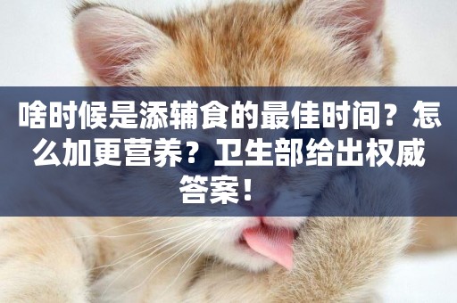啥時候是添輔食的最佳時間？怎么加更營養？衛生部給出權威答案！ 