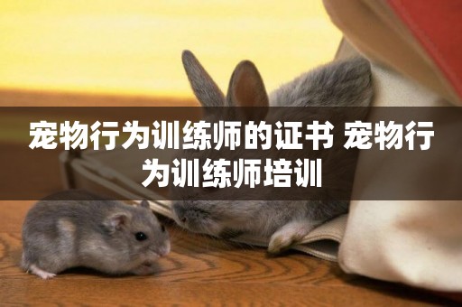 寵物行為訓練師的證書 寵物行為訓練師培訓