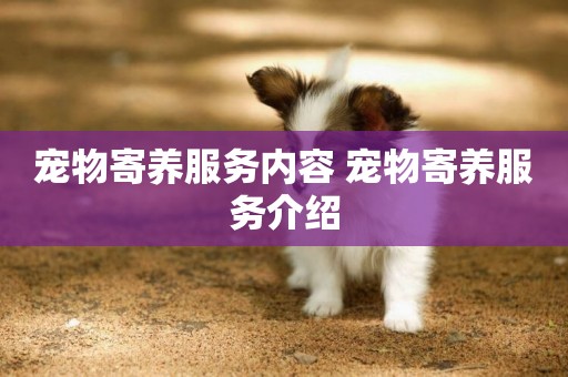 寵物寄養服務內容 寵物寄養服務介紹