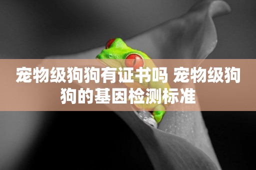 寵物級狗狗有證書嗎 寵物級狗狗的基因檢測標準