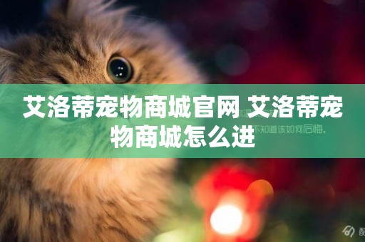 艾洛蒂寵物商城官網 艾洛蒂寵物商城怎么進