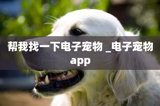 幫我找一下電子寵物 _電子寵物app