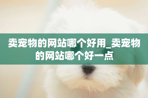 賣寵物的網站哪個好用_賣寵物的網站哪個好一點