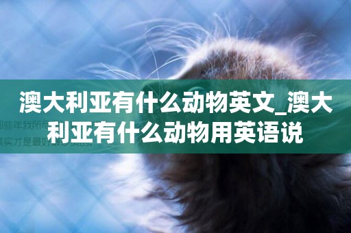 澳大利亞有什么動物英文_澳大利亞有什么動物用英語說