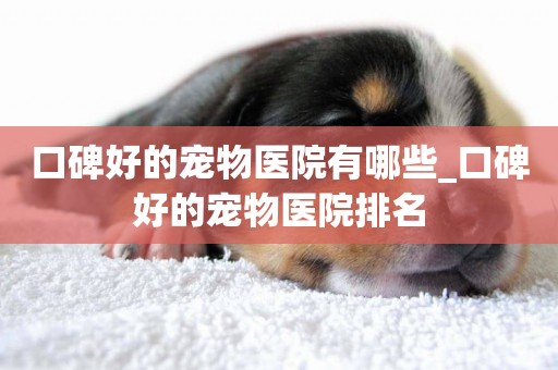口碑好的寵物醫院有哪些_口碑好的寵物醫院排名