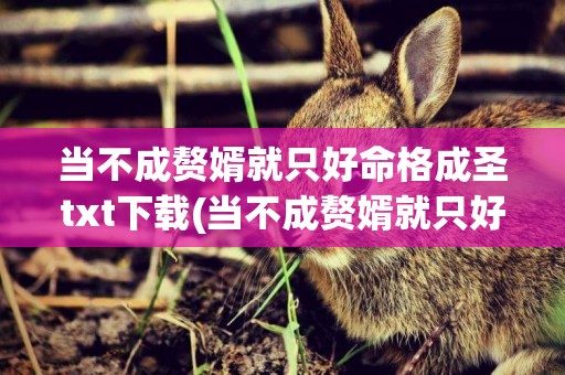 當不成贅婿就只好命格成圣txt下載(當不成贅婿就只好命格成圣無防盜) 