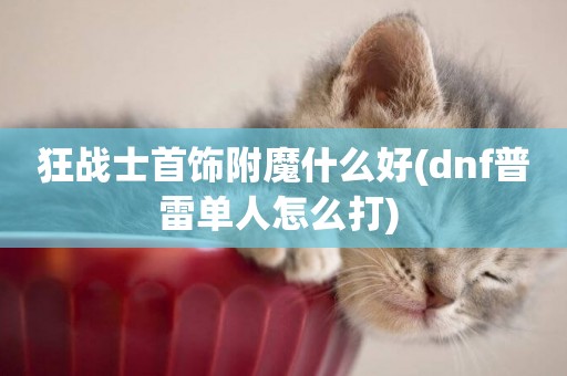 狂戰士首飾附魔什么好(dnf普雷單人怎么打) 