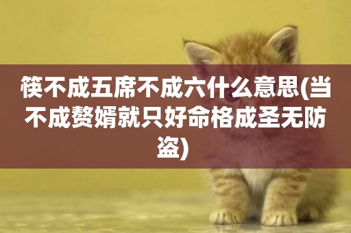 筷不成五席不成六什么意思(當不成贅婿就只好命格成圣無防盜) 