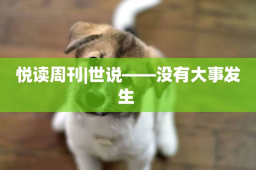 悅讀周刊|世說——沒有大事發生 