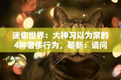迷你世界：大神習以為常的4種奢侈行為，萌新：請問缺小弟嗎？ 