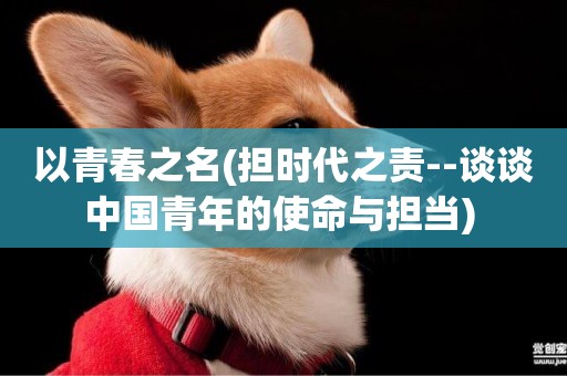 以青春之名(擔時代之責--談談中國青年的使命與擔當) 