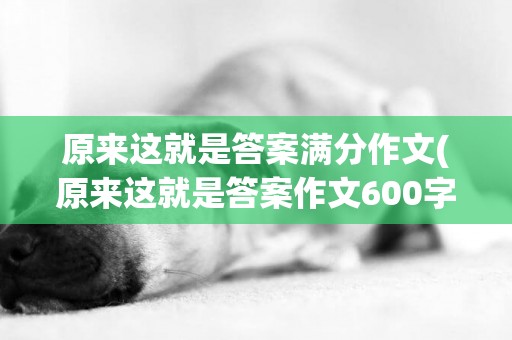 原來這就是答案滿分作文(原來這就是答案作文600字) 