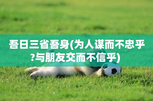 吾日三省吾身(為人謀而不忠乎?與朋友交而不信乎) 