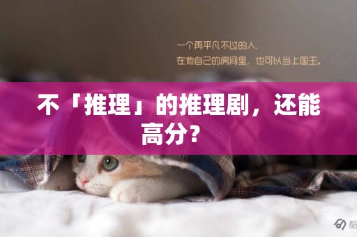 不「推理」的推理劇，還能高分？ 