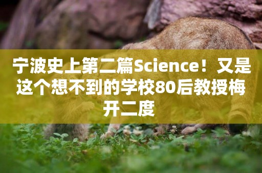 寧波史上第二篇Science！又是這個想不到的學校80后教授梅開二度 