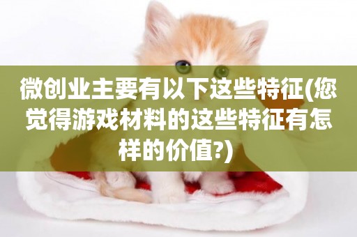 微創業主要有以下這些特征(您覺得游戲材料的這些特征有怎樣的價值?) 