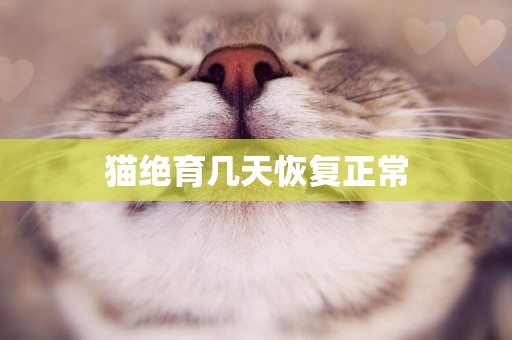 貓絕育幾天恢復正常