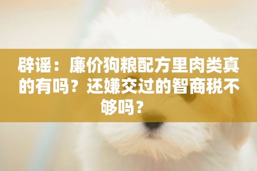 辟謠：廉價狗糧配方里肉類真的有嗎？還嫌交過的智商稅不夠嗎？ 