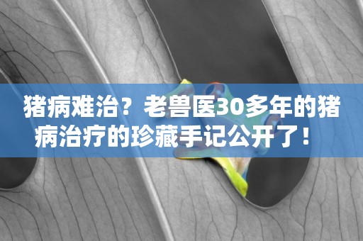豬病難治？老獸醫30多年的豬病治療的珍藏手記公開了！ 