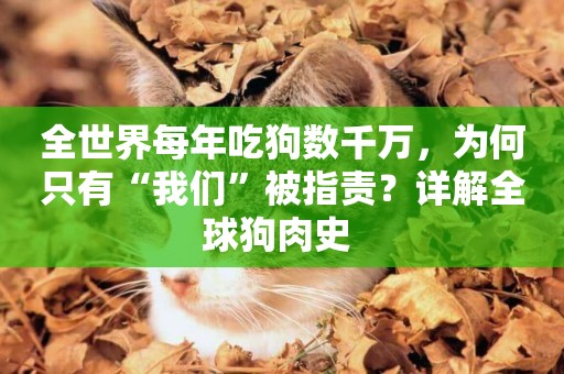 全世界每年吃狗數千萬，為何只有“我們”被指責？詳解全球狗肉史 