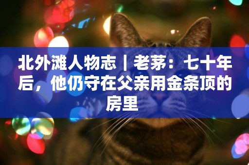 北外灘人物志｜老茅：七十年后，他仍守在父親用金條頂的房里 
