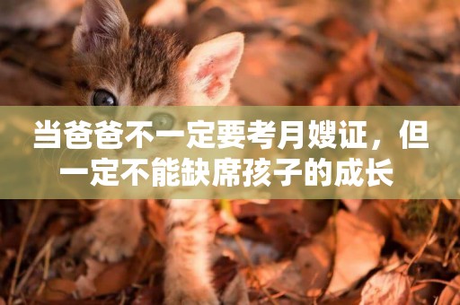 當爸爸不一定要考月嫂證，但一定不能缺席孩子的成長 