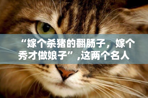 “嫁個殺豬的翻腸子，嫁個秀才做娘子”,這兩個名人故事是個印證 