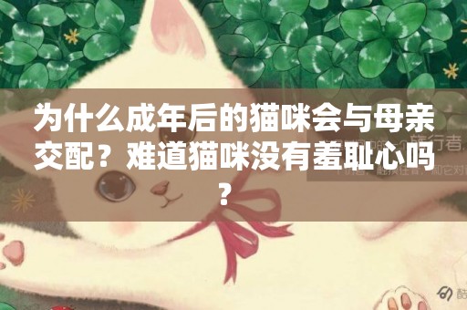 為什么成年后的貓咪會與母親交配？難道貓咪沒有羞恥心嗎？ 