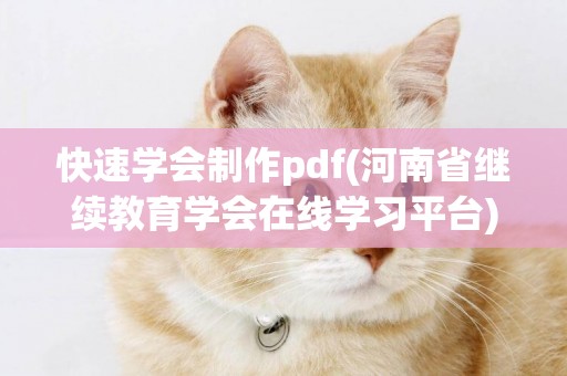 快速學會制作pdf(河南省繼續教育學會在線學習平臺) 