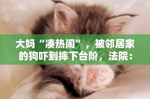 大媽“湊熱鬧”，被鄰居家的狗嚇到摔下臺階，法院：自擔主責 