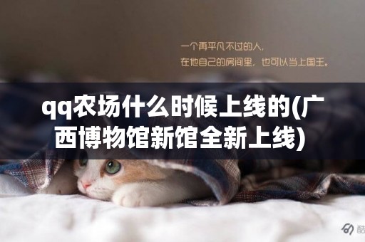 qq農場什么時候上線的(廣西博物館新館全新上線) 