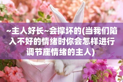~主人好長~會撐壞的(當我們陷入不好的情緒時你會怎樣進行調節座情緒的主人) 