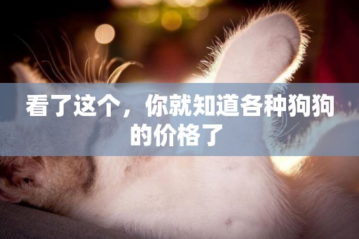 看了這個，你就知道各種狗狗的價格了 