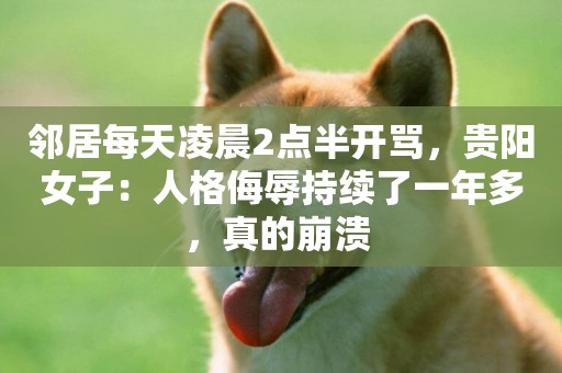 鄰居每天凌晨2點半開罵，貴陽女子：人格侮辱持續了一年多，真的崩潰 
