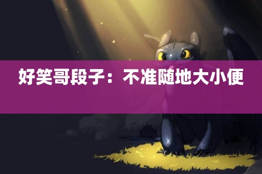 好笑哥段子：不準隨地大小便 