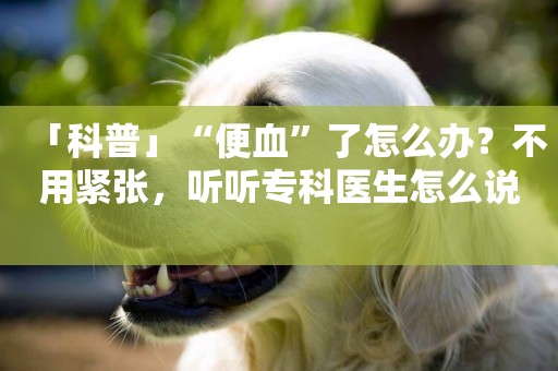 「科普」“便血”了怎么辦？不用緊張，聽聽專科醫生怎么說 
