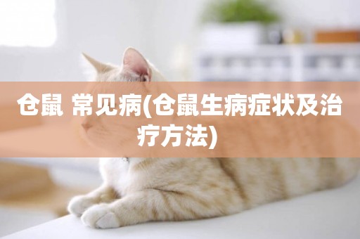 倉鼠 常見病(倉鼠生病癥狀及治療方法) 