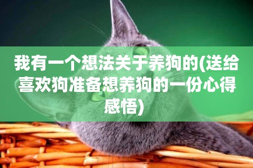 我有一個想法關于養狗的(送給喜歡狗準備想養狗的一份心得感悟) 